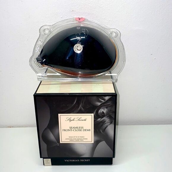 VICTORIA SECRET SEAMLESS FRONT CLOSE DEMI BRA NEW black size  C - Picture 2 of 12